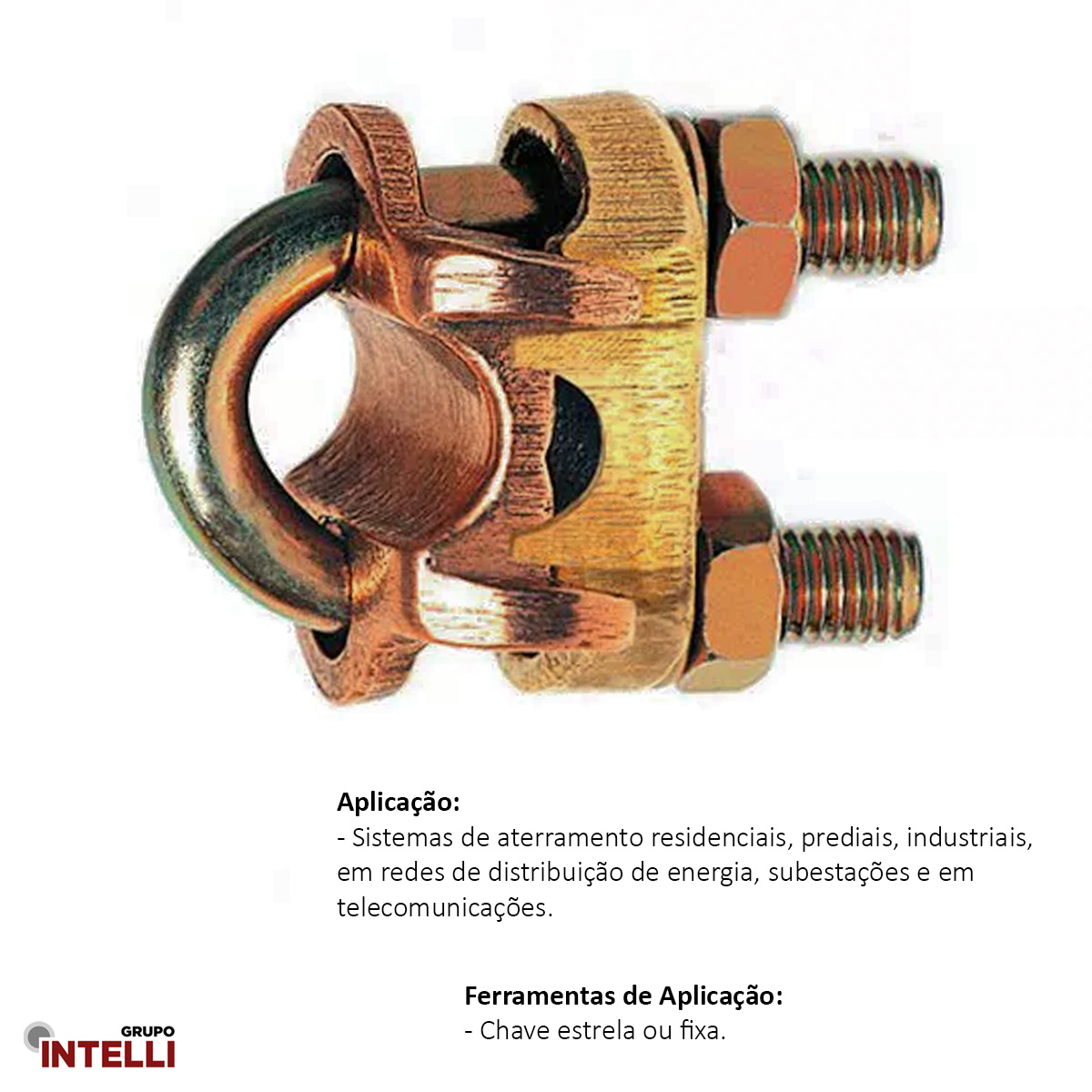 Grampo Aterramento Abraçadeira Cobre 25-70Mm 5/8-3/4 Polegadas 2217 - 45 Intelli