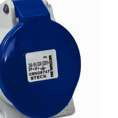 Tomada Industrial Fêmea Embutir 3P+T 16A 220/240V 9H Azul Newkon N4049 - Steck