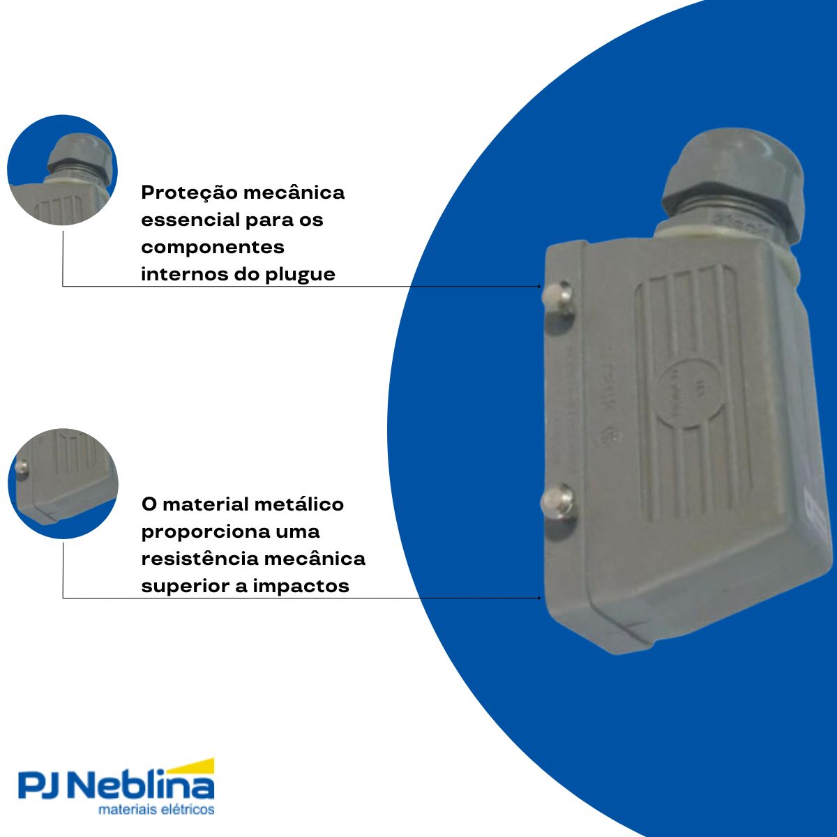 Carcaça Tomada Multipolar Plugue 10P Metálico Cinza Lateral 4 Rebites - Steck