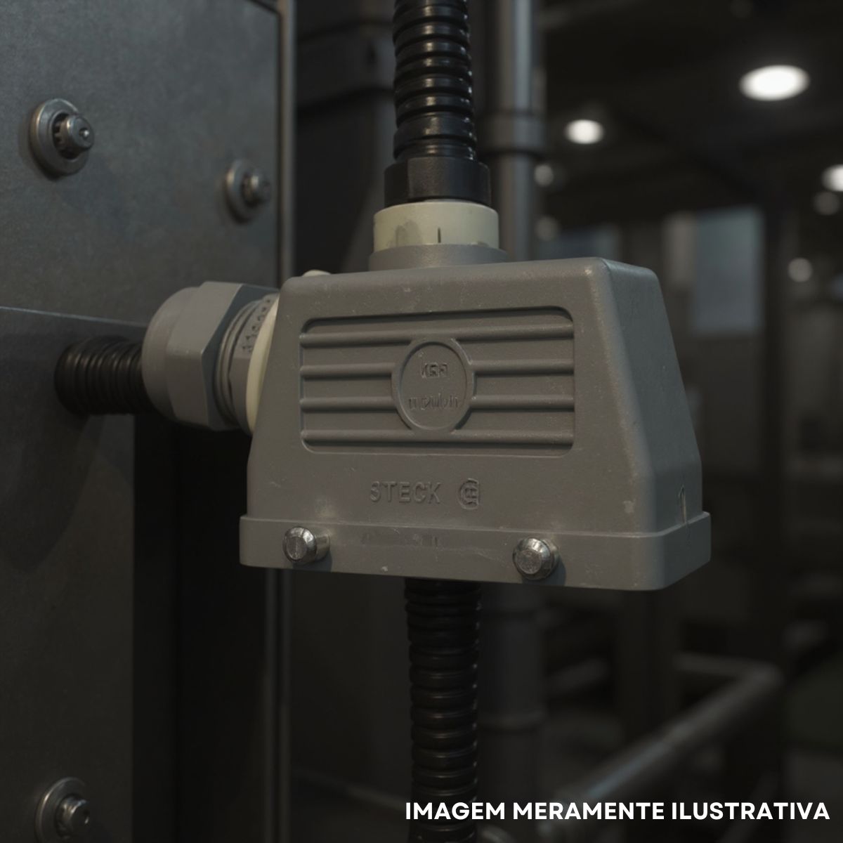 Carcaça Tomada Multipolar Plugue 10P Metálico Cinza Lateral 4 Rebites - Steck