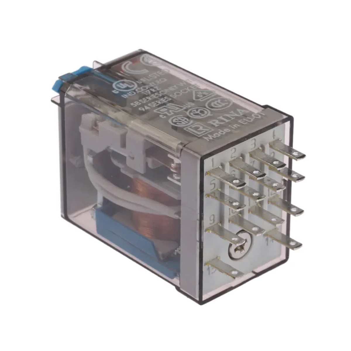 Mini Relé Industrial 24Vcc 6A Fixação Base 4 Contatos Reversíveis - Finder