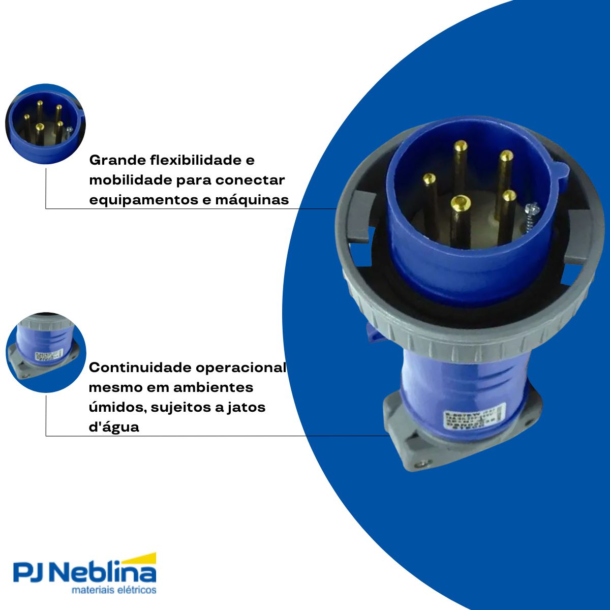 Plug Macho Prova D'água Poliamida 6.6 2P+T 32A 220/240V Az 6H Ip67 - Steck