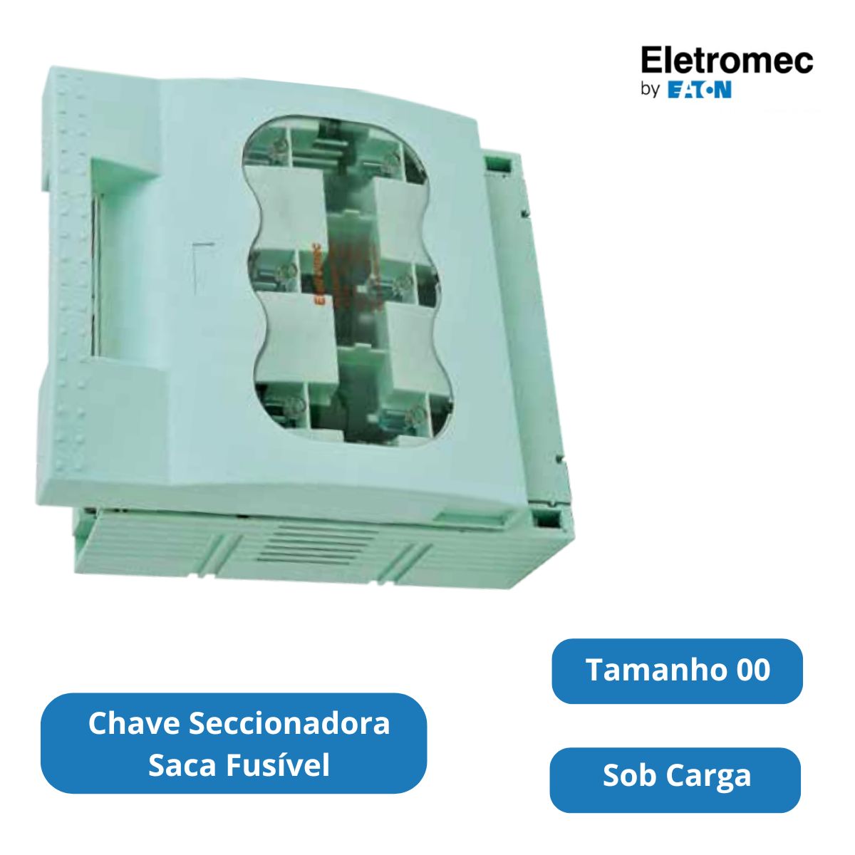Chave Seccionadora Saca Fusível Sob Carga 3 Polos 160A 500V Horizontal Fusível Nh00 Alavanca Branco - Eletromec