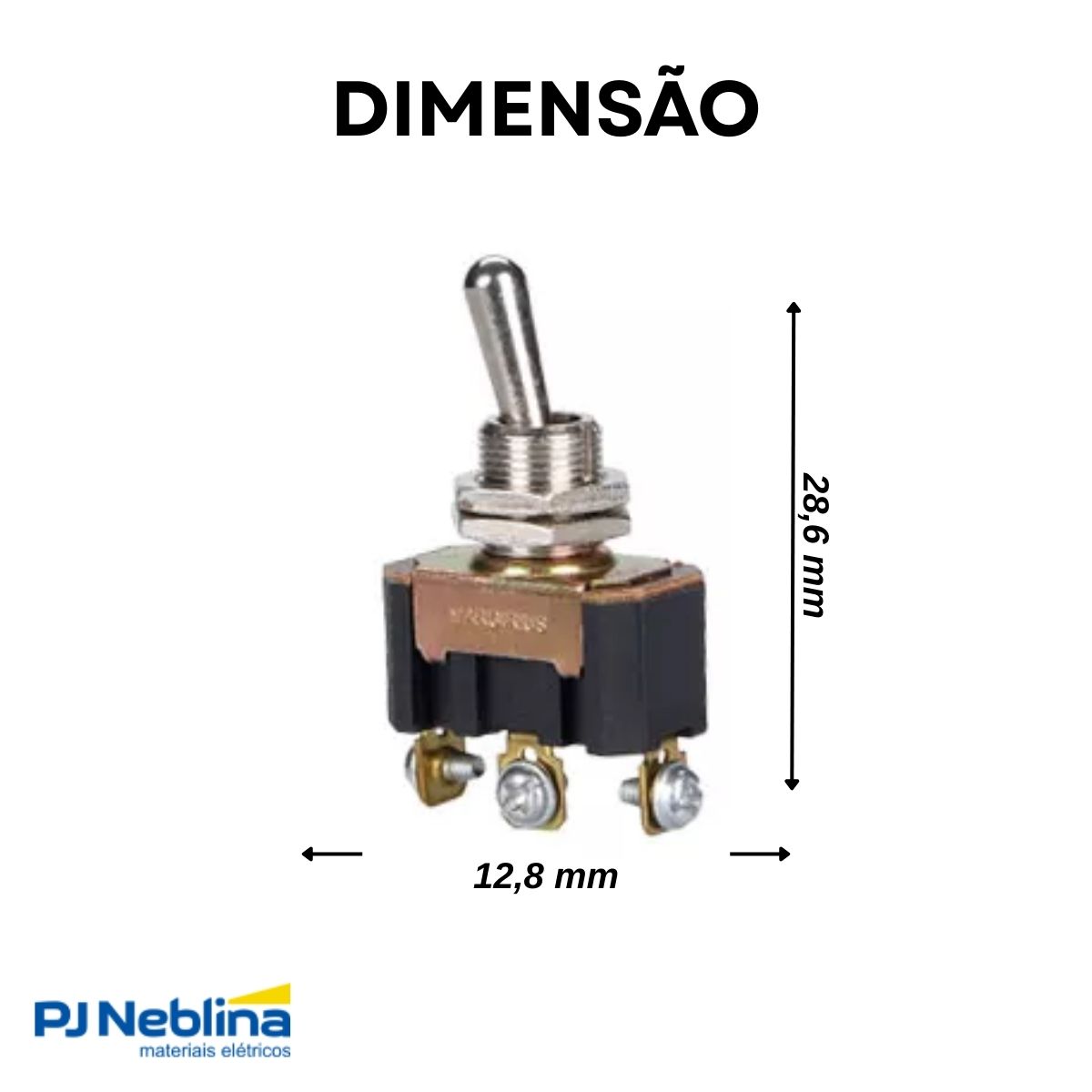 Chave Interruptor Alavanca Metálica Unipolar Liga/Liga 15A 120V Cromada Standard Terminal Parafuso - Margirius