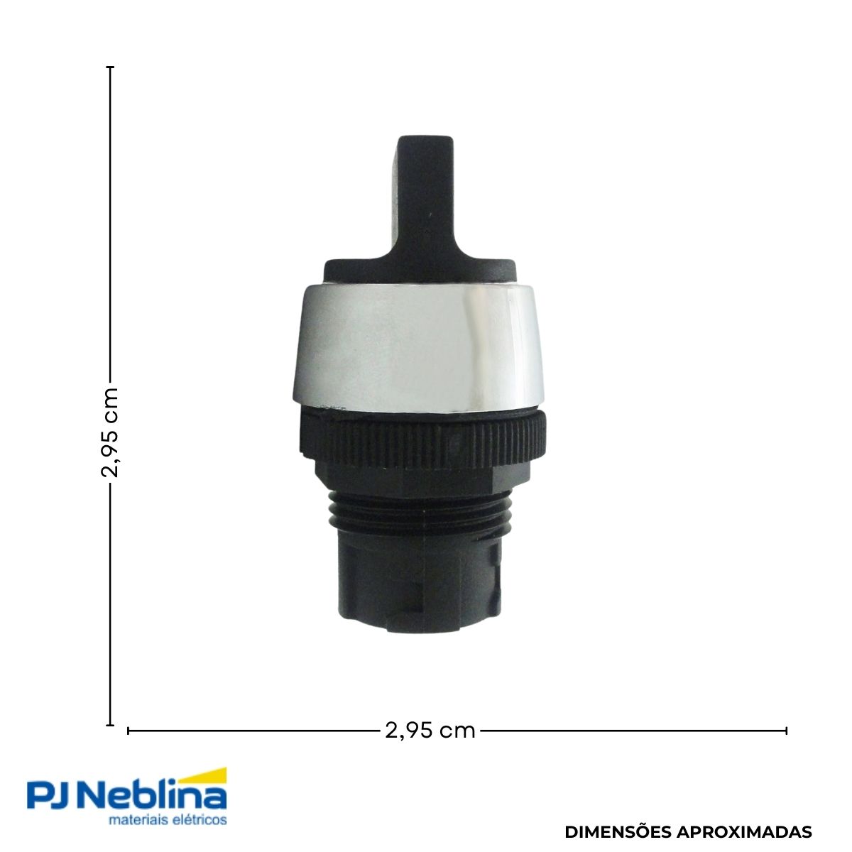 Frontal Comutador Knob Curto 2 Pos Ret 90G 22 mm Plástico Preto - Ace Schmersal