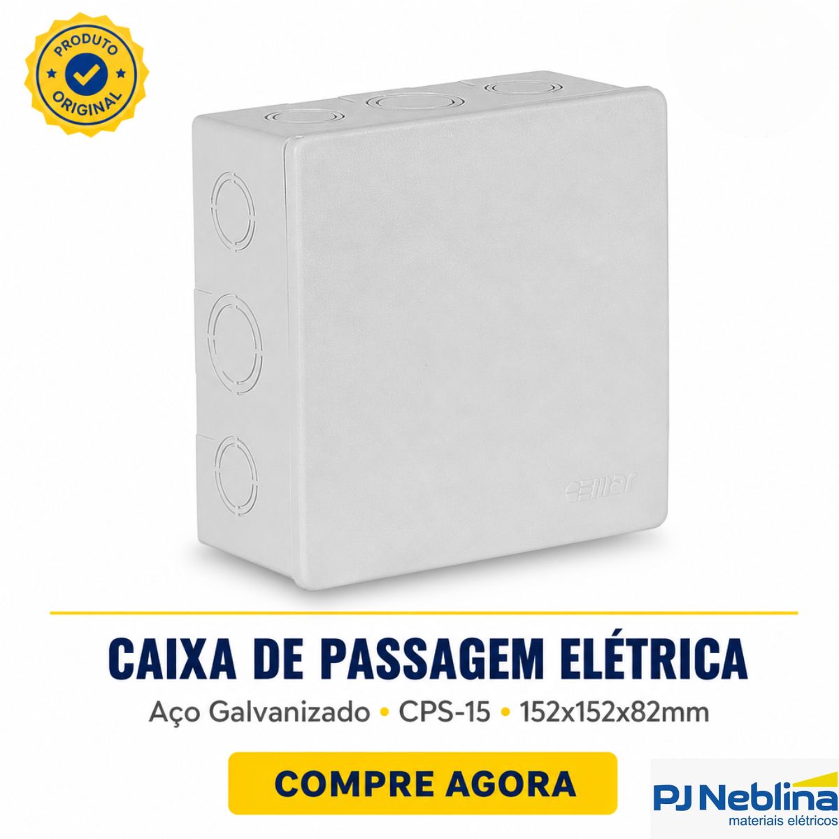 Caixa De Passagem Chapa De Aço Sob Cps-15 152x152x82mm Galvanizado 901042 Cemar