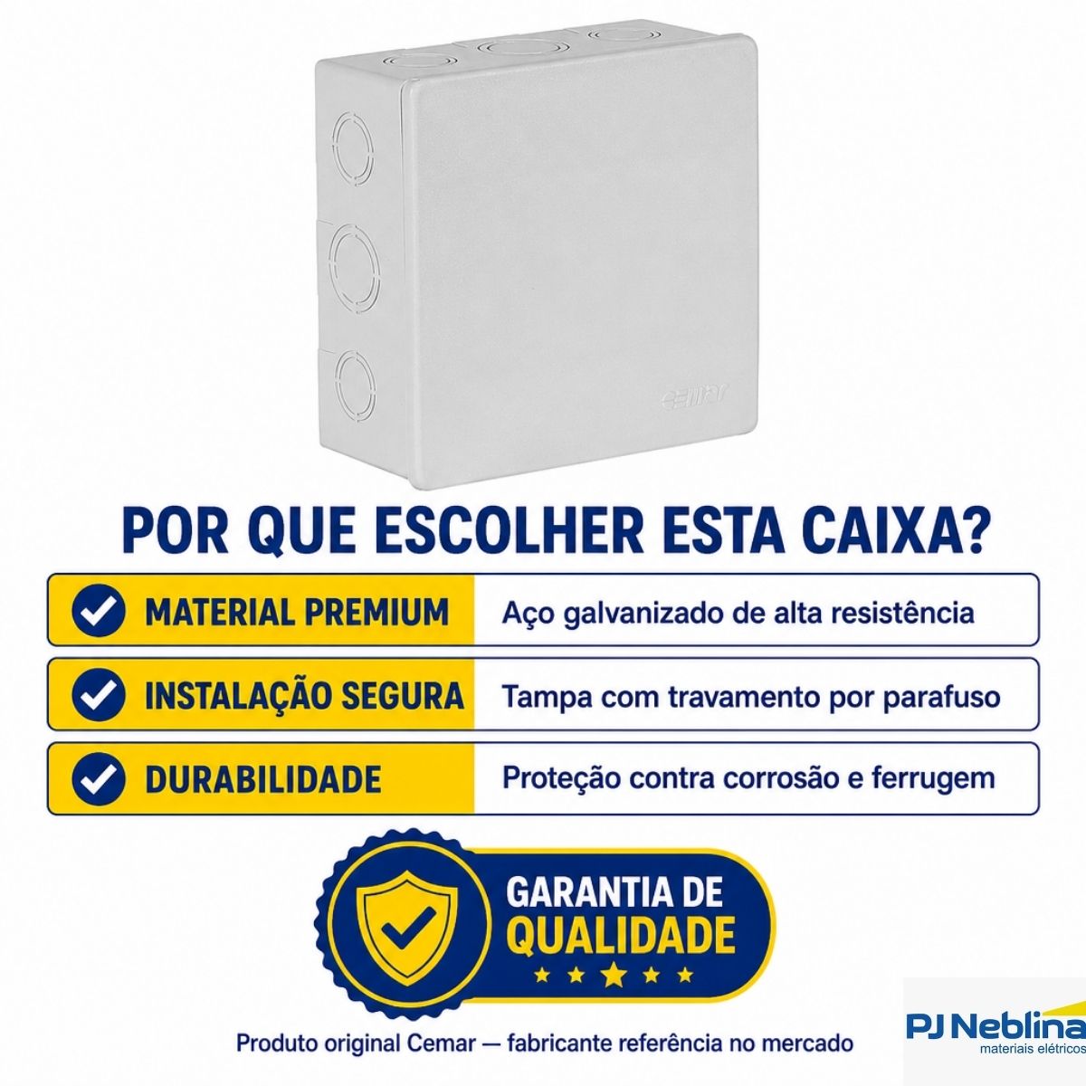 Caixa De Passagem Chapa De Aço Sob Cps-15 152x152x82mm Galvanizado 901042 Cemar