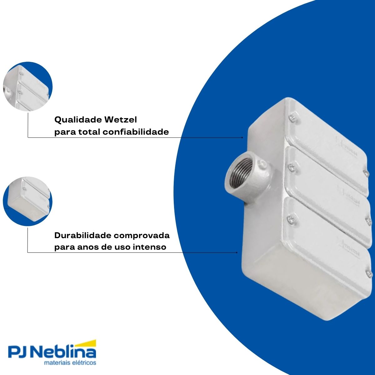 Condulete Alumínio Triplo Tipo E 3/4 C/Rosca Bsp C/Pintura Cinza C/Tampa S/Vedação - Wetzel