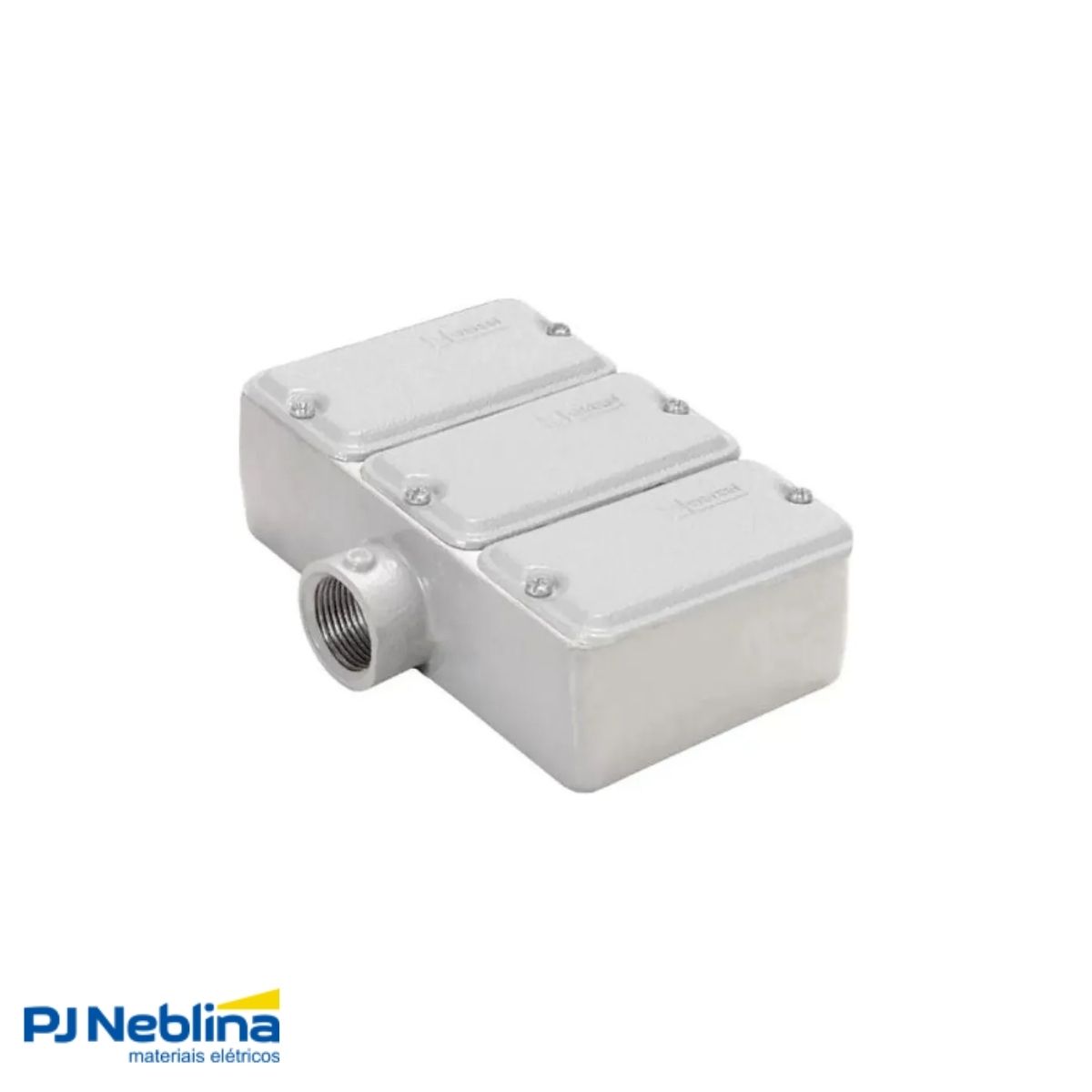 Condulete Alumínio Triplo Tipo E 3/4 C/Rosca Bsp C/Pintura Cinza C/Tampa S/Vedação - Wetzel