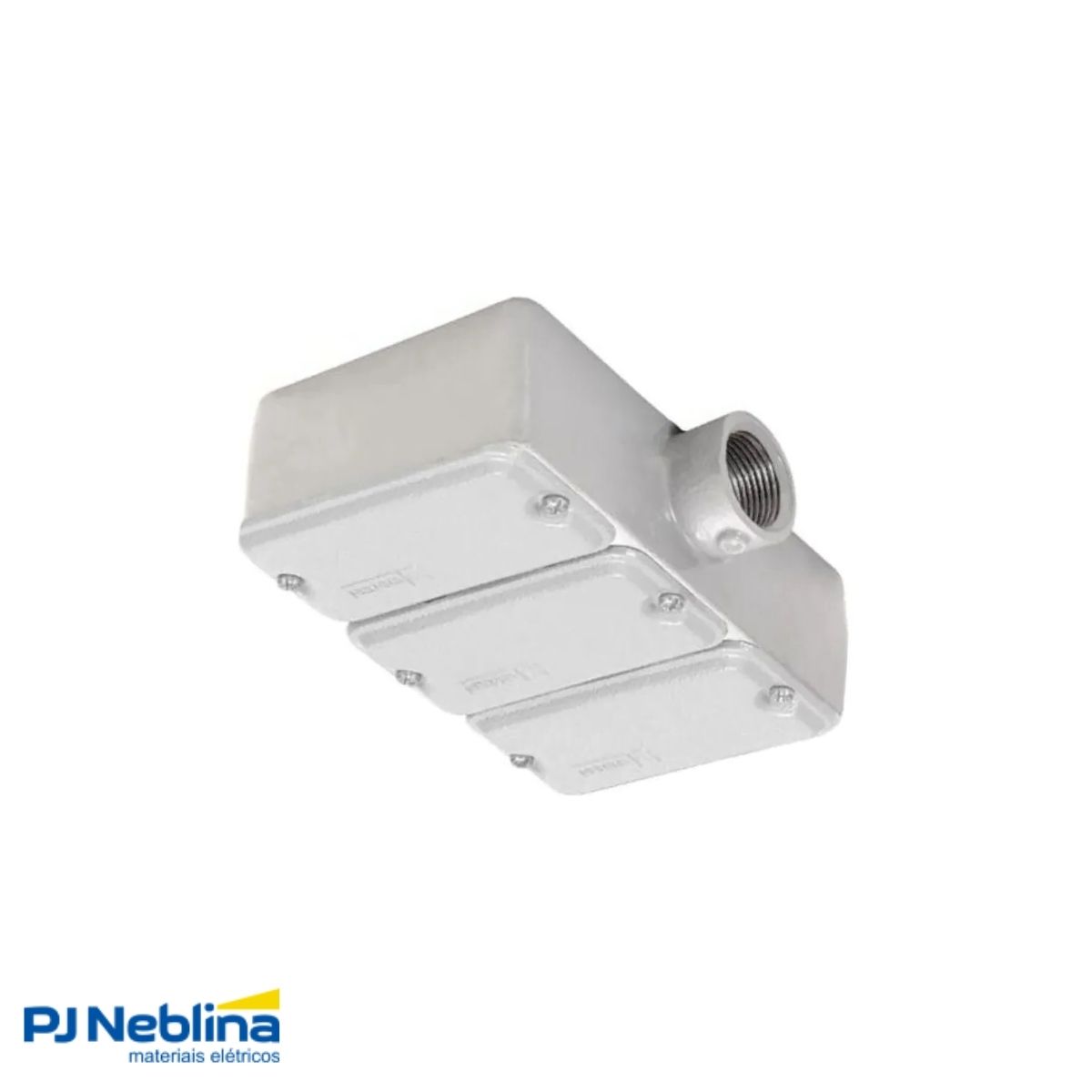 Condulete Alumínio Triplo Tipo E 3/4 C/Rosca Bsp C/Pintura Cinza C/Tampa S/Vedação - Wetzel