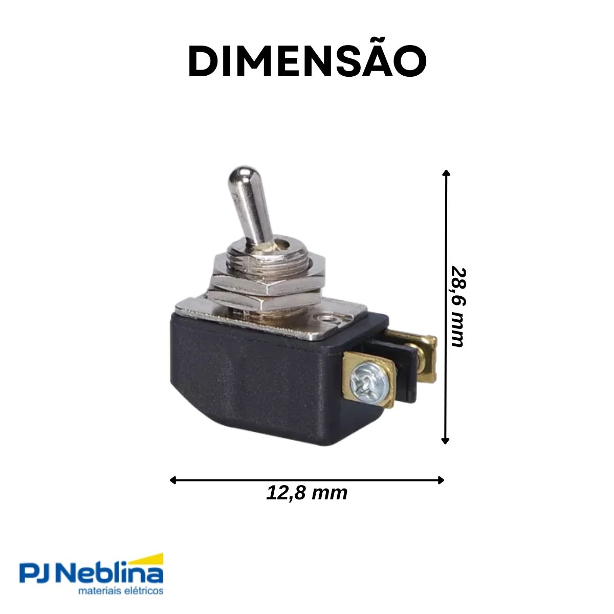 Interruptor Alavanca Liga/Desliga C/Porca Poliam 6A 120Vca 1P Terminal Parafuso Vm/Pt Cpd-130 - Margirius