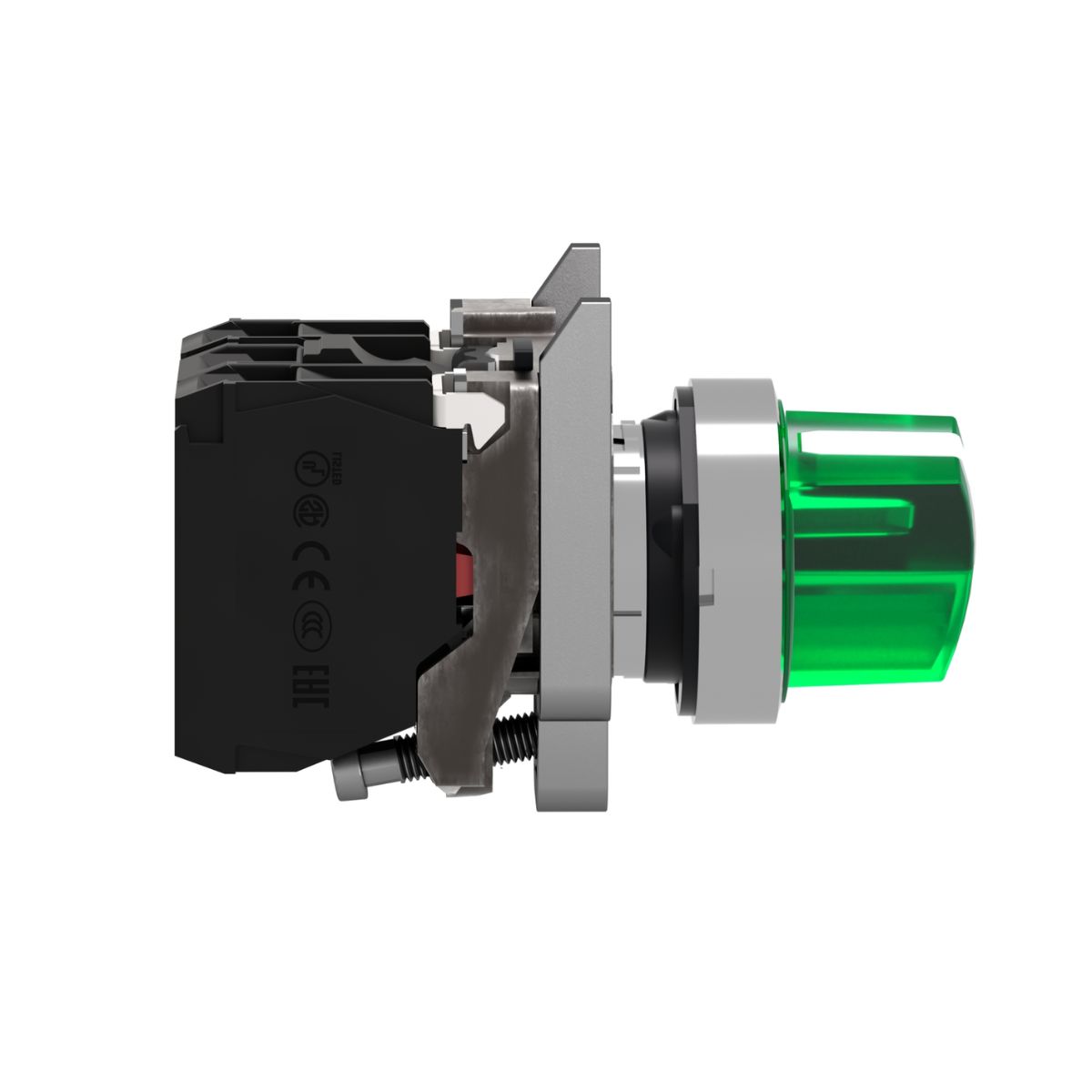 Botão Comutador Knob Curto Iluminado 2 Posição Fixa 90G 22Mm Zamak Verde 1Na+1Nf Led 230V - Schneider