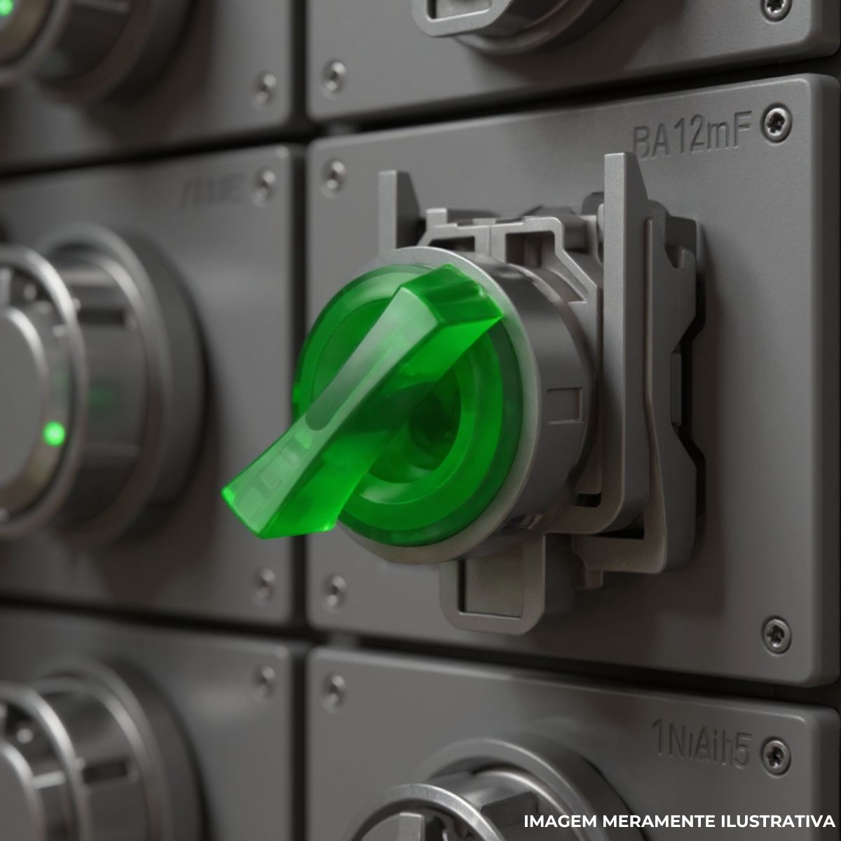 Botão Comutador Knob Curto Iluminado 2 Posição Fixa 90G 22Mm Zamak Verde 1Na+1Nf Led 230V - Schneider