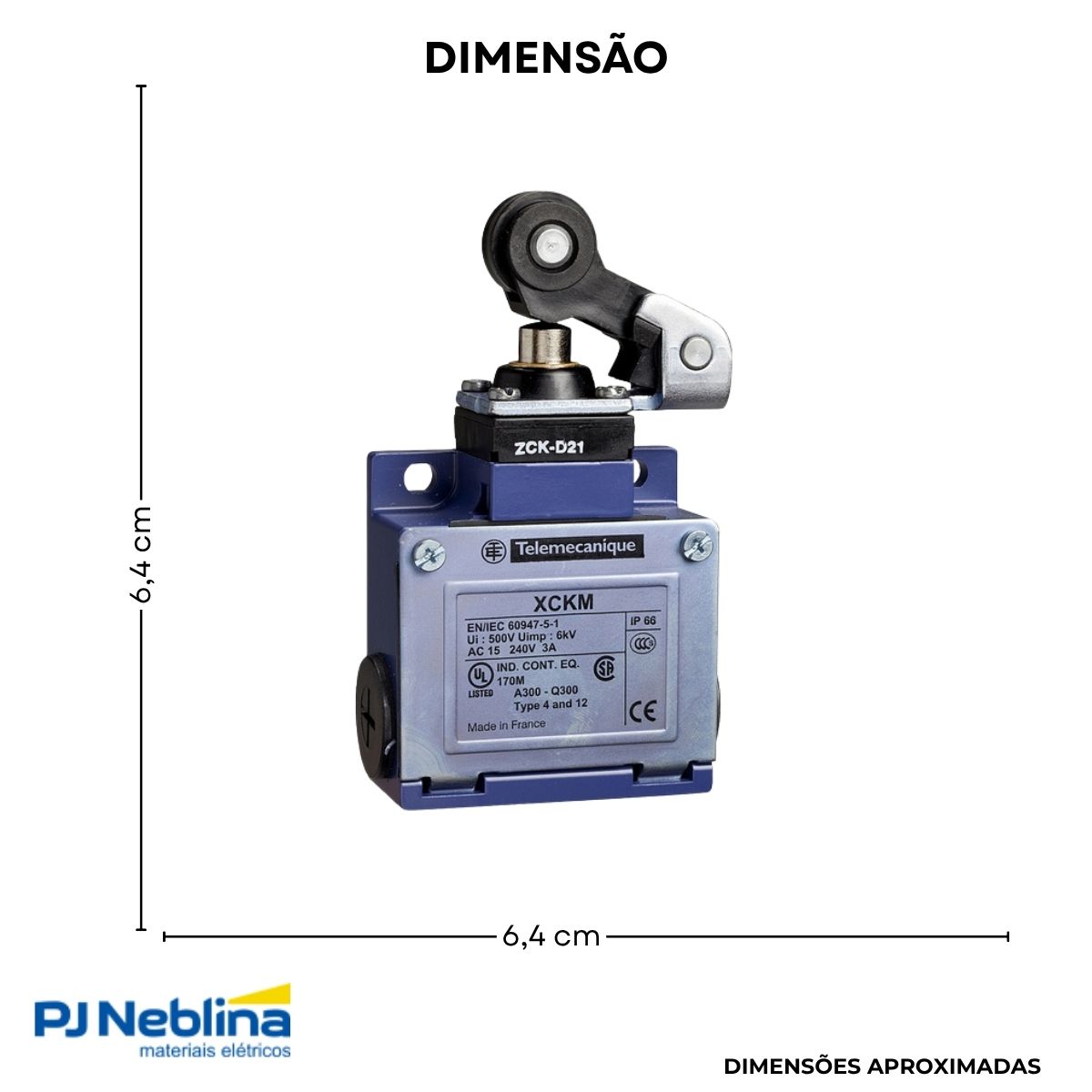 Chave Fim De Curso Alavanca C/Roldana 10A 1Na+1Nf Ip66 - Telemecanique
