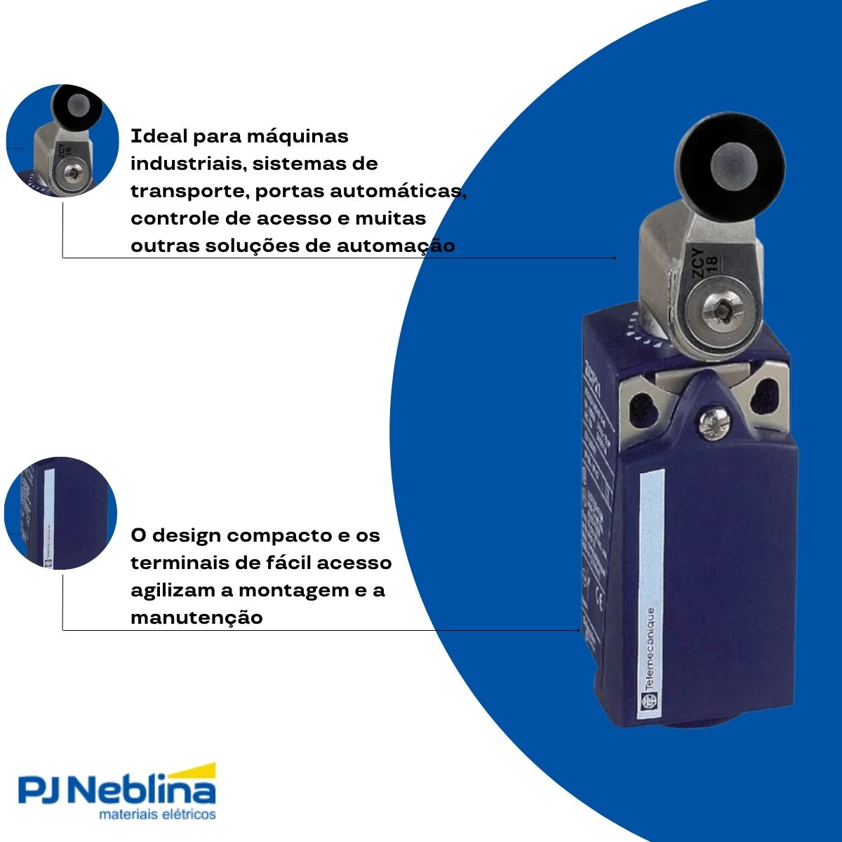 Chave Fim De Curso Alavanca C/Roldana 3A 1Na+1Nf Ip66/Ip67 - Telemecanique