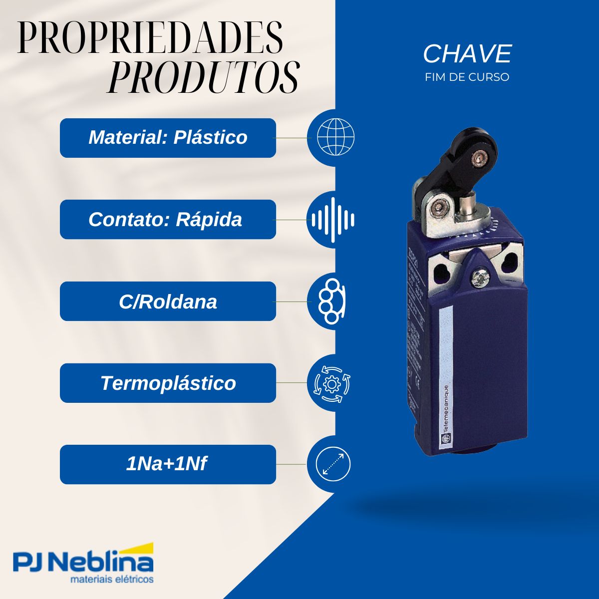 Chave Fim De Curso Alavanca C/Roldana 3A 1Na+1Nf Ip66/Ip67 - Telemecanique