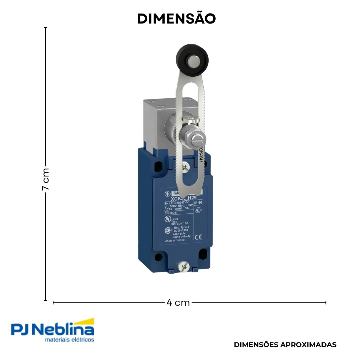 Chave Fim De Curso Alavanca Ajustável C/Roldana 3A 1Na+1Nf Ip66 - Telemecanique