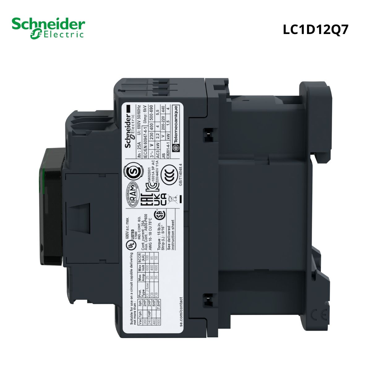 Contator Potência 3P 12A 1Na+1Nf 380V 50/60hz Tesys Deca LC1D12Q7 - Schneider Electric
