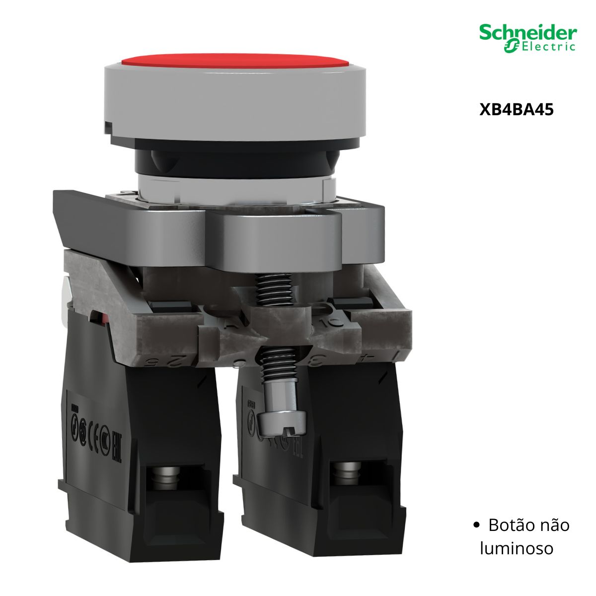 Botão Comando Normal Impulso 1Na+1Nf 22Mm Vermelho -  Schneider Electric