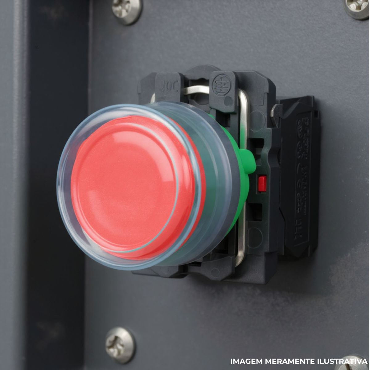 Botão Comando Pulsador Saliente Redondo 22Mm Plástico Vermelho 1Nf C/Capa Protetora - Schneider