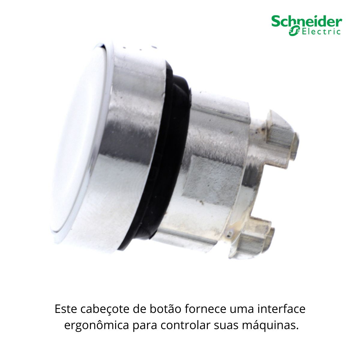 Frontal Botão Pulsador Faceado Redondo 22Mm Metálico Branco ZB4BA1 - Schneider Eletric