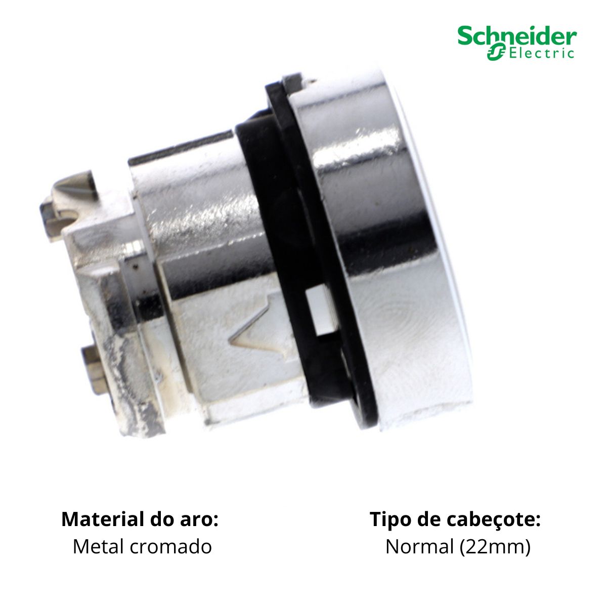 Frontal Botão Pulsador Faceado Redondo 22Mm Metálico Branco ZB4BA1 - Schneider Eletric