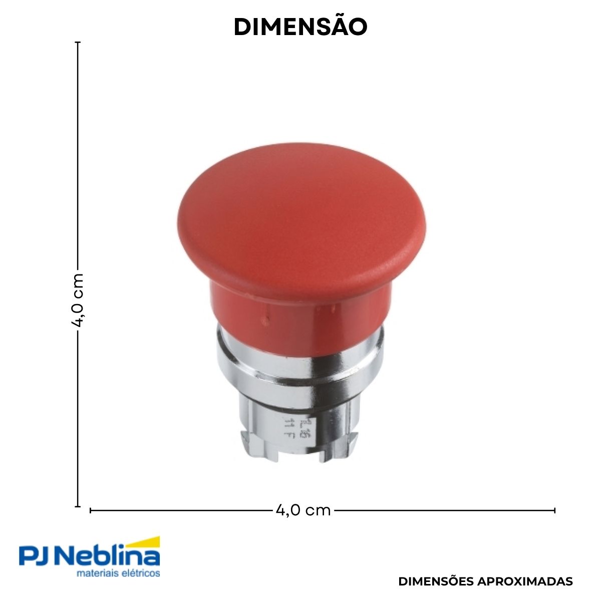 Frontal Botão Emergência Cogumelo Faceado Pulsador 22Mm Metálico Vermelho - Schneider