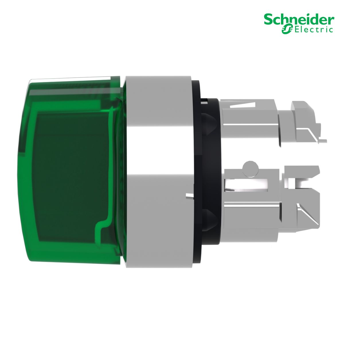 Frontal Comutador Knob Curto Iluminado 3 Posições Fixas 45G 22Mm Metálico Verde Led ZB4BK1333 - Schneider Eletric