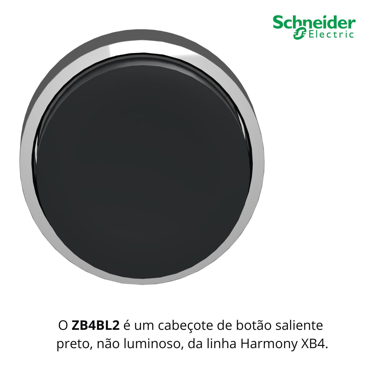 Frontal Botão Pulsador Saliente Redondo 22mm Metálico Preto - Schneider Eletric