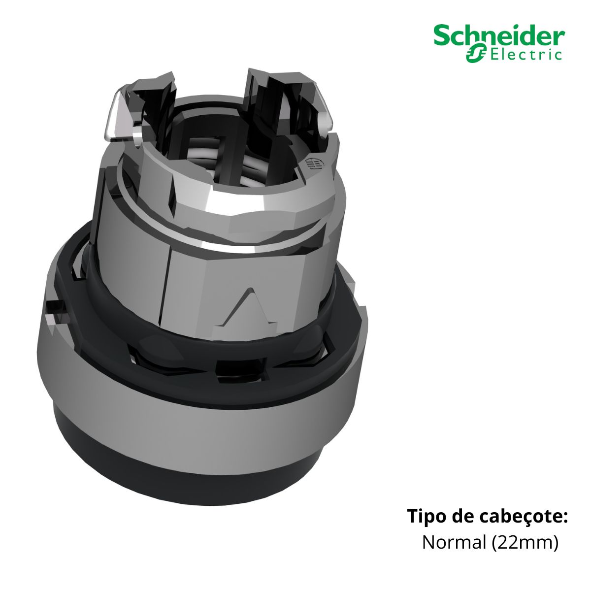 Frontal Botão Pulsador Saliente Redondo 22mm Metálico Preto - Schneider Eletric