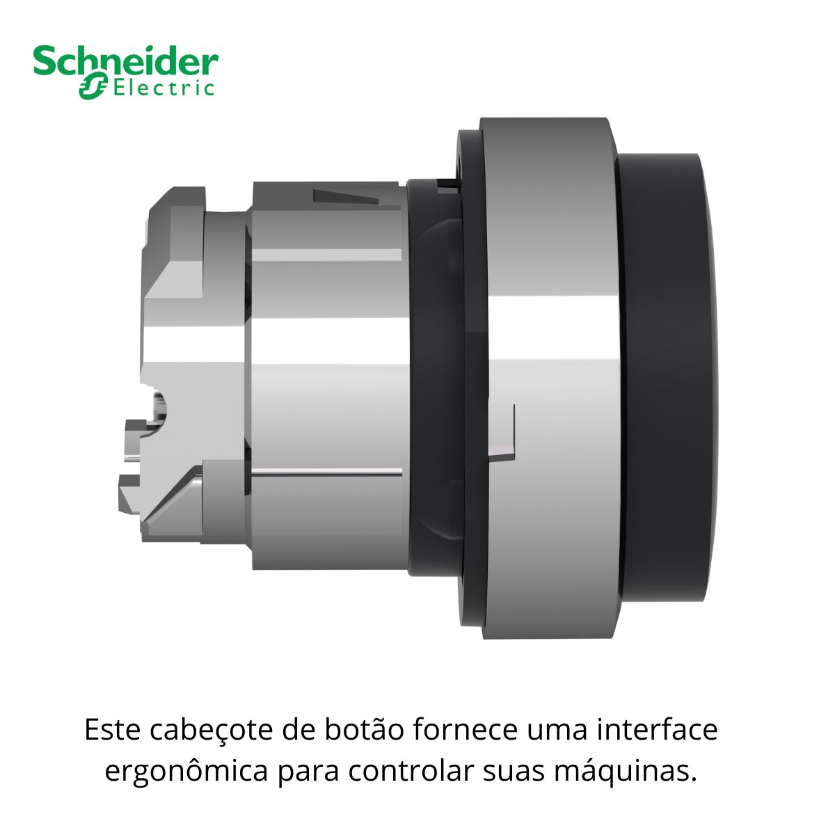 Frontal Botão Pulsador Saliente Redondo 22mm Metálico Preto - Schneider Eletric