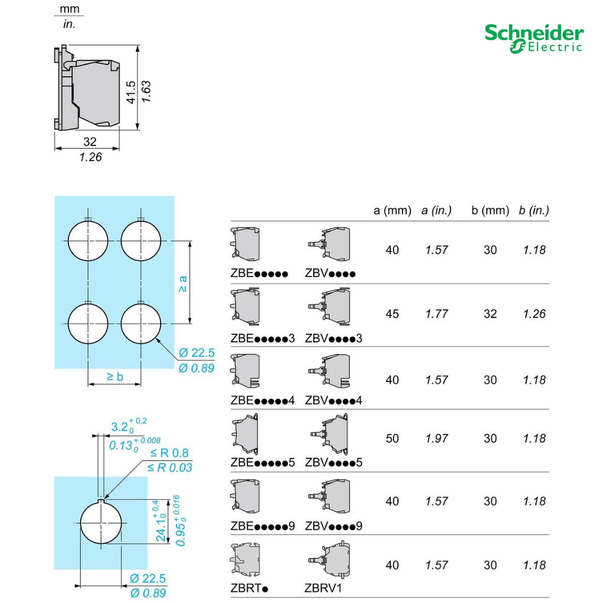 Corpo Completo Xb5 1Na+1Na Com Elemento De Contato Para Botão ZB5AZ103 - Schneider Eletric