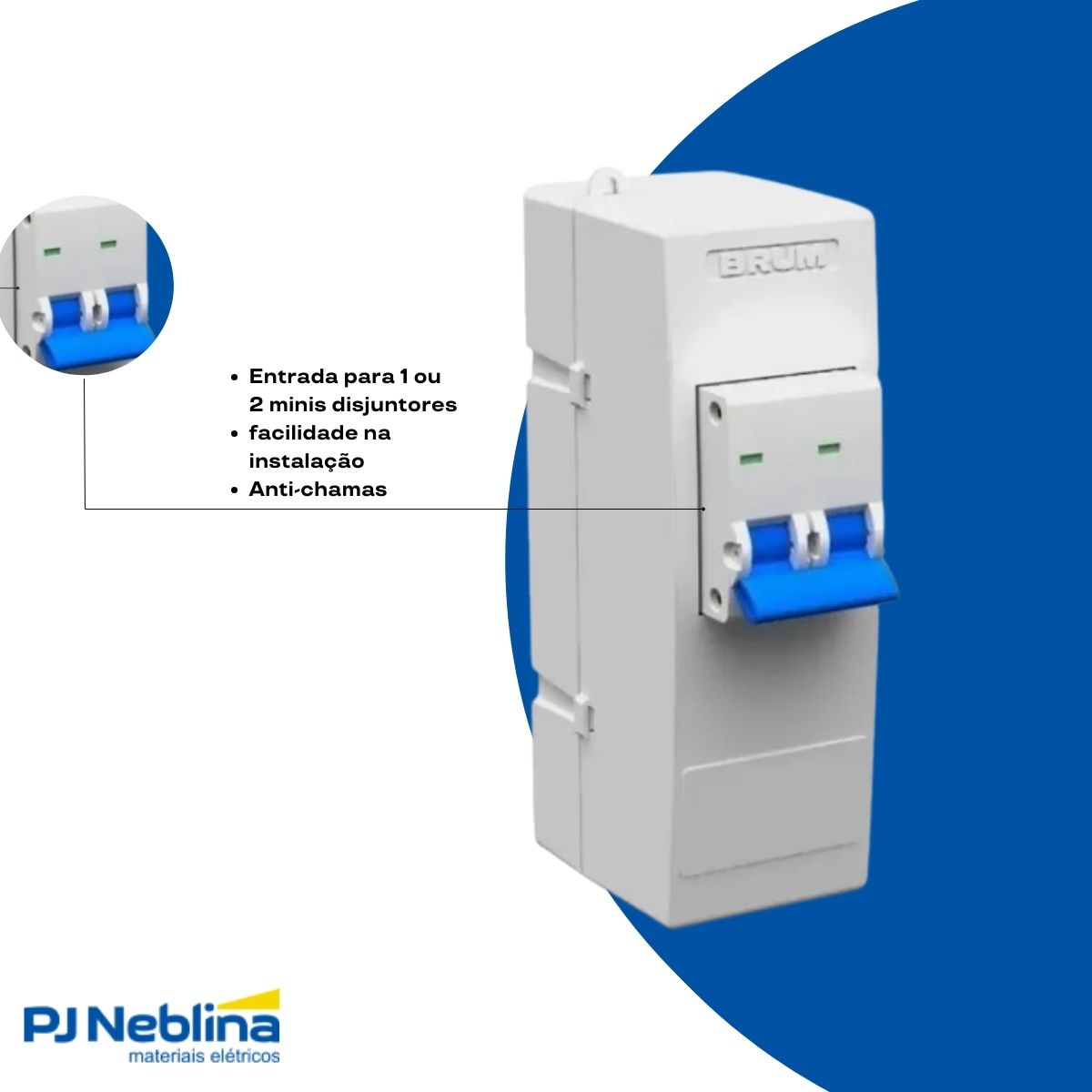 Centrinho Distribuição Sob Para 2 Disjuntores Din Termoplástico Porta Opaca Sem Barramento Ip40 - Brum