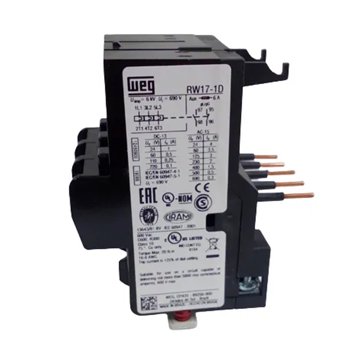 Rele Sobrecarga Térmico 2,8-4A Classe Terminal Parafuso 3 Polos IP10-IP20 Weg