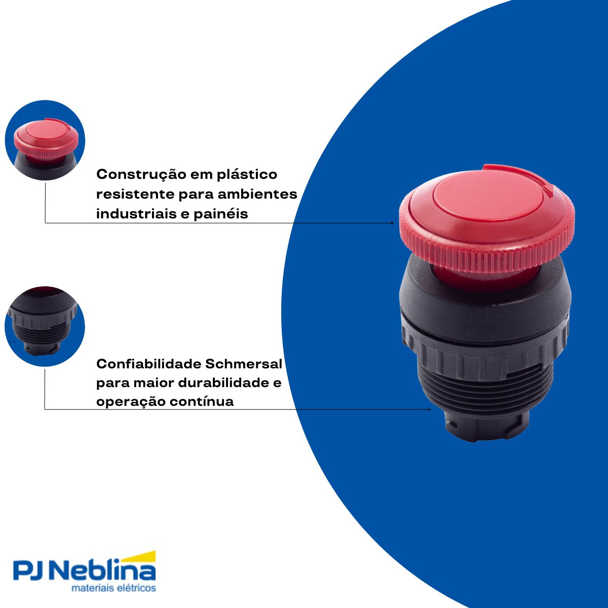 Botão Emergência Cogumelo 36 mm Girar Destr 30 mm Plástico Vermelho - Ace Schmersal