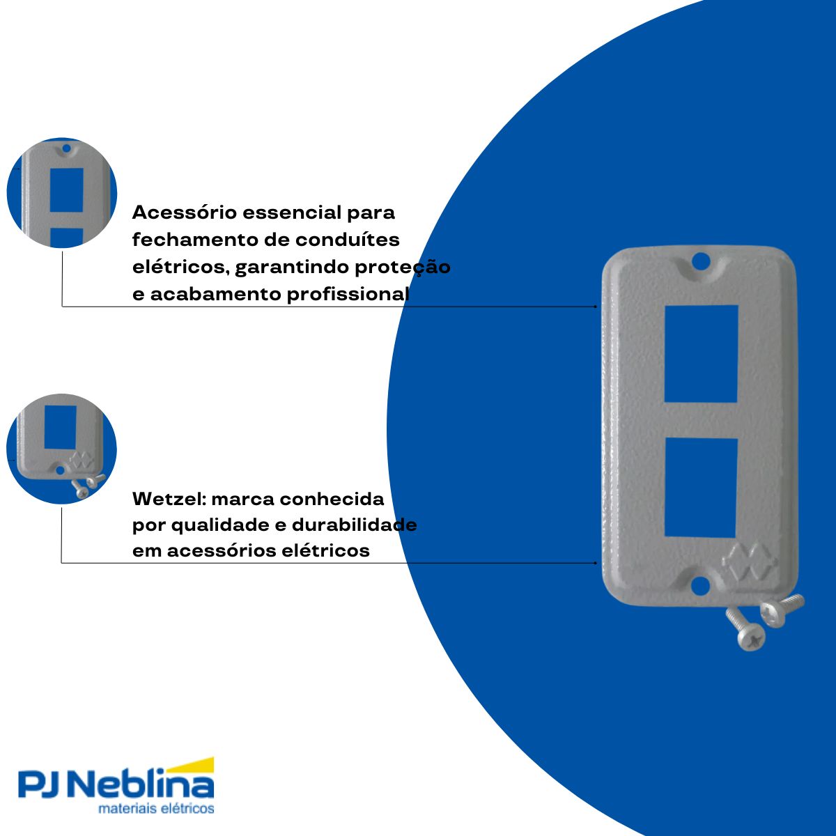 Tampa Condulete 2 Tom Rj11/Rj45 Alumínio 1/2-3/4 C/Pintura Cinza S/Vedação - Wetzel