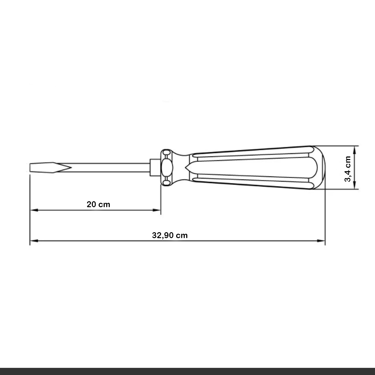 Chave Fenda Simples 3/8x8 Polegadas 10x200Mm Cabo Sextavado Verde Magnetizada - Tramontina