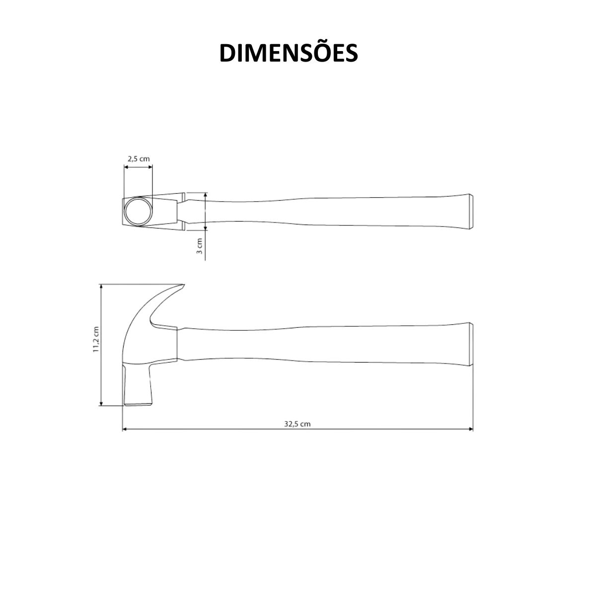 Martelo De Unha 25mm Com Cabo Em Madeira Envernizada Tramontina Basic