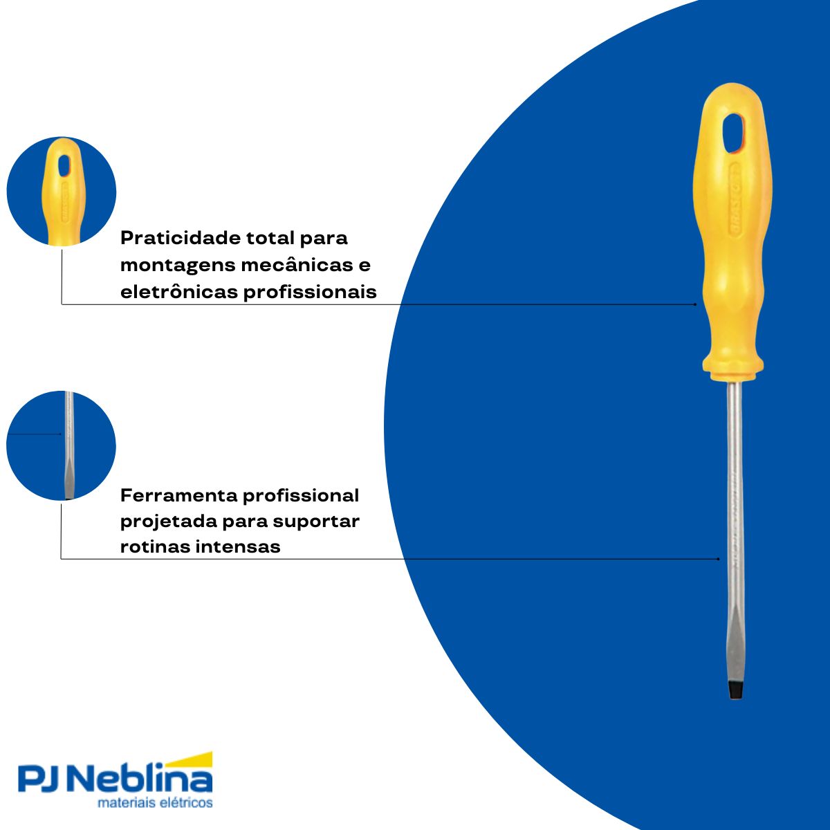 Chave Fenda Ponta Chata 1/8X3Pol (3X75Mm) Amarelo - Brasfort