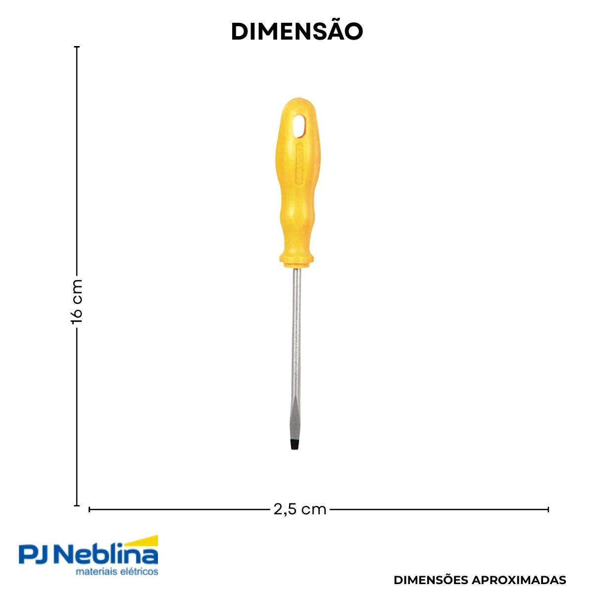 Chave Fenda Ponta Chata 1/8X3Pol (3X75Mm) Amarelo - Brasfort
