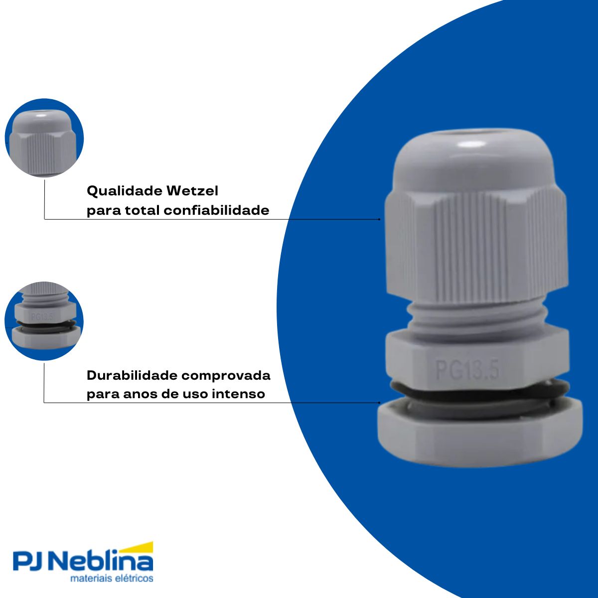 Prensa Cabo Curto 3/8 5-10 mm Bsp Poliamida Cz Ip67 - Wetzel