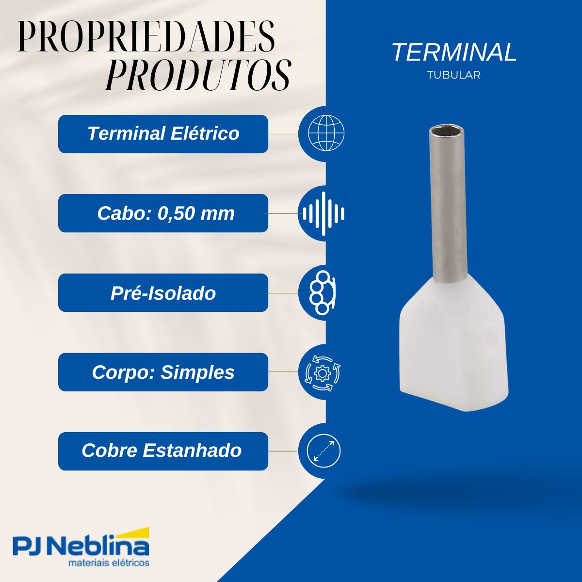 Terminal Tubular (ilhos) Duplo 0,50mm (20awg) Pre-isolado Bc