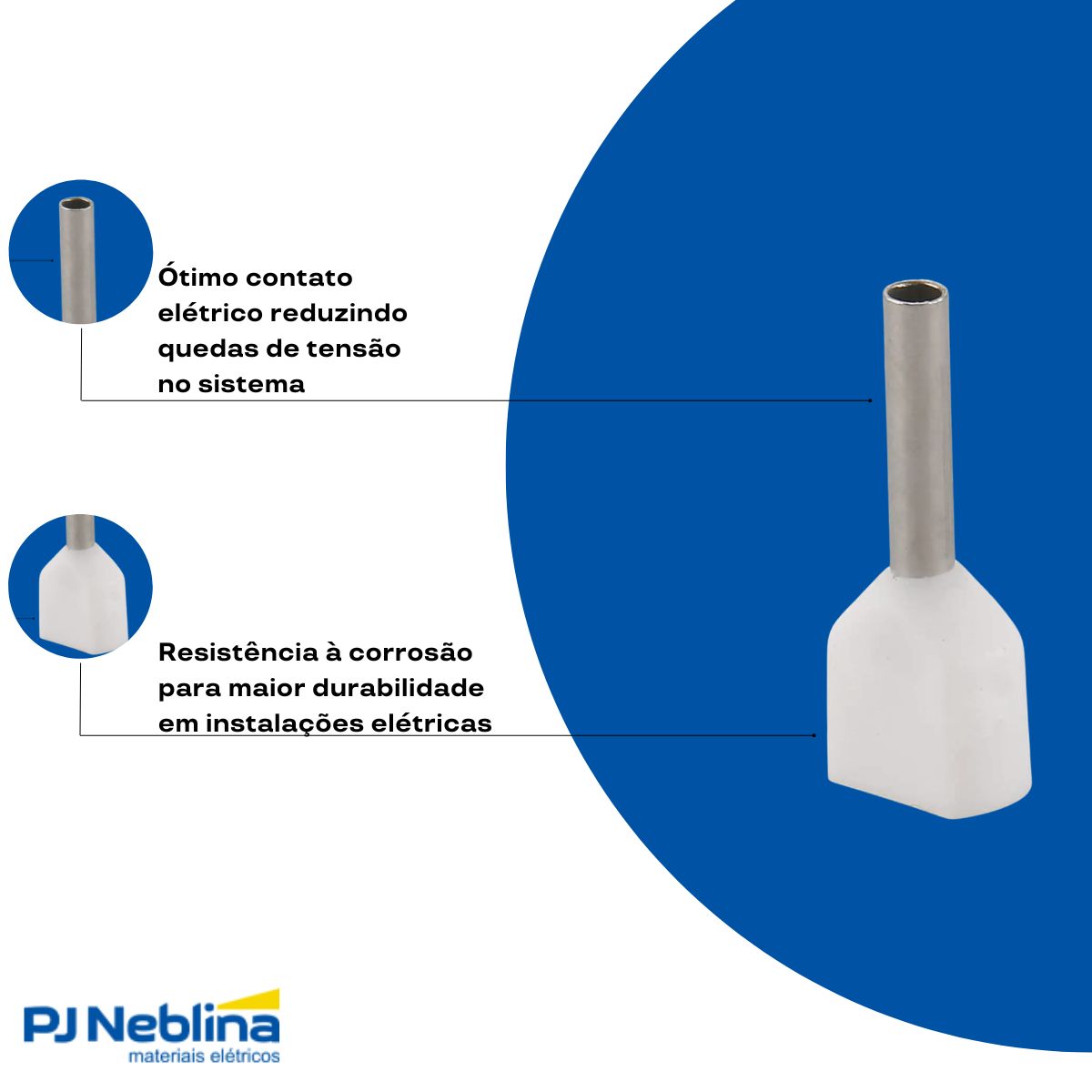 Terminal Tubular (ilhos) Duplo 0,50mm (20awg) Pre-isolado Bc