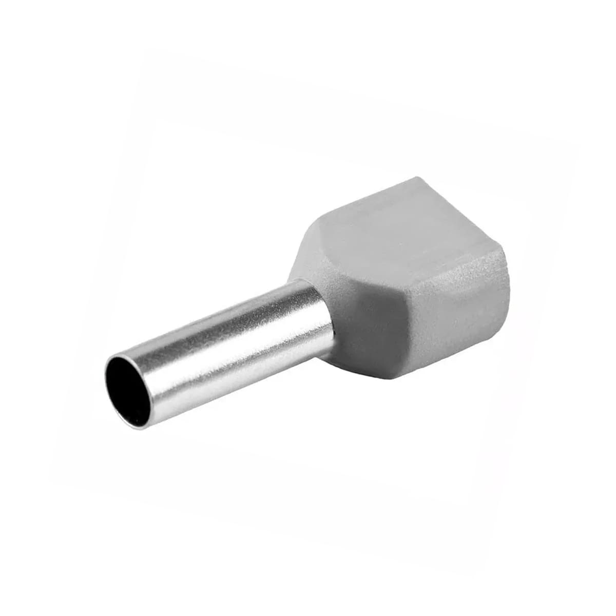 Terminal Tubular (Ilhós) Duplo 0,75Mm (18Awg) Pré-Isolado Cinza Cobre Estanhado Axt