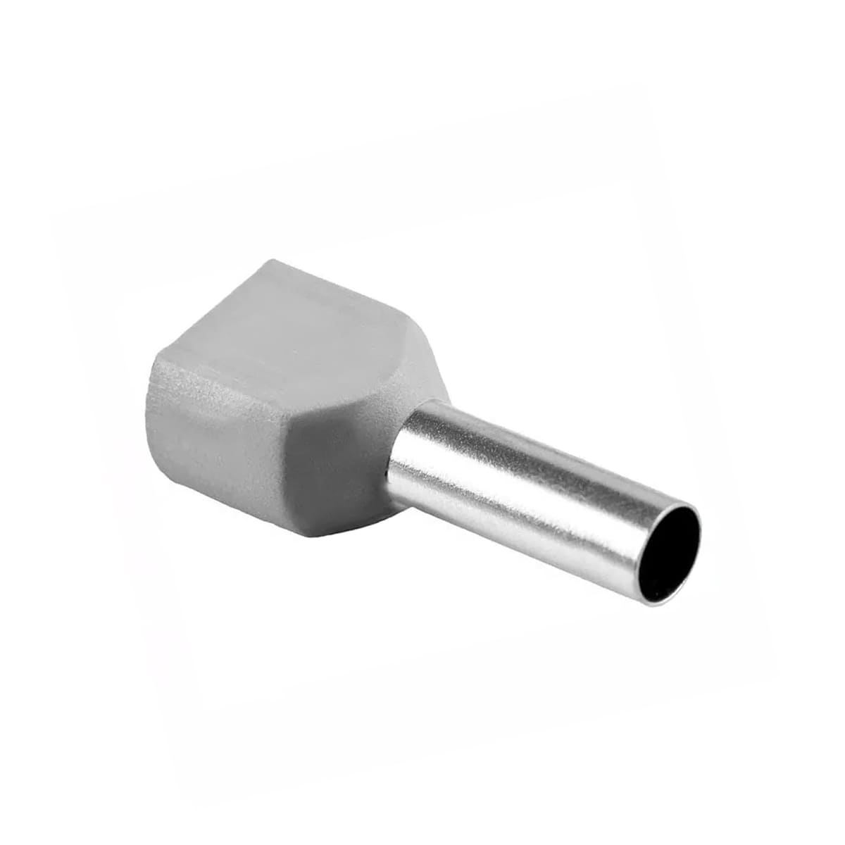 Terminal Tubular (Ilhós) Duplo 0,75Mm (18Awg) Pré-Isolado Cinza Cobre Estanhado Axt