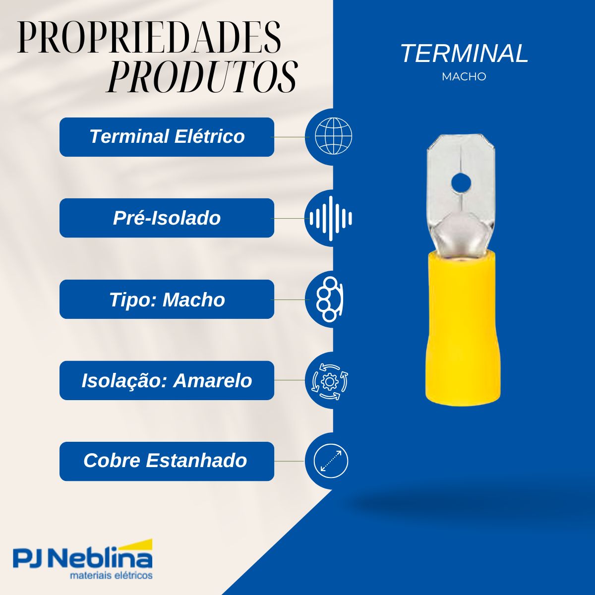 Terminal Macho 4,00-6,00mm (12-10awg) Pre-isolado Am