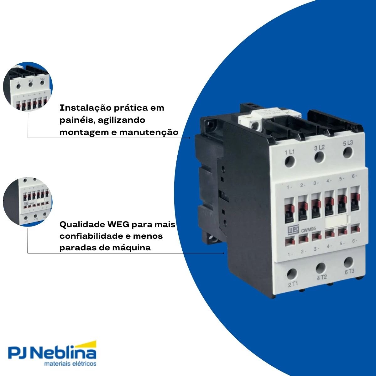 Contator Potencia Tripolar 95A 220V 1Na+1Nf 60Hz - Weg