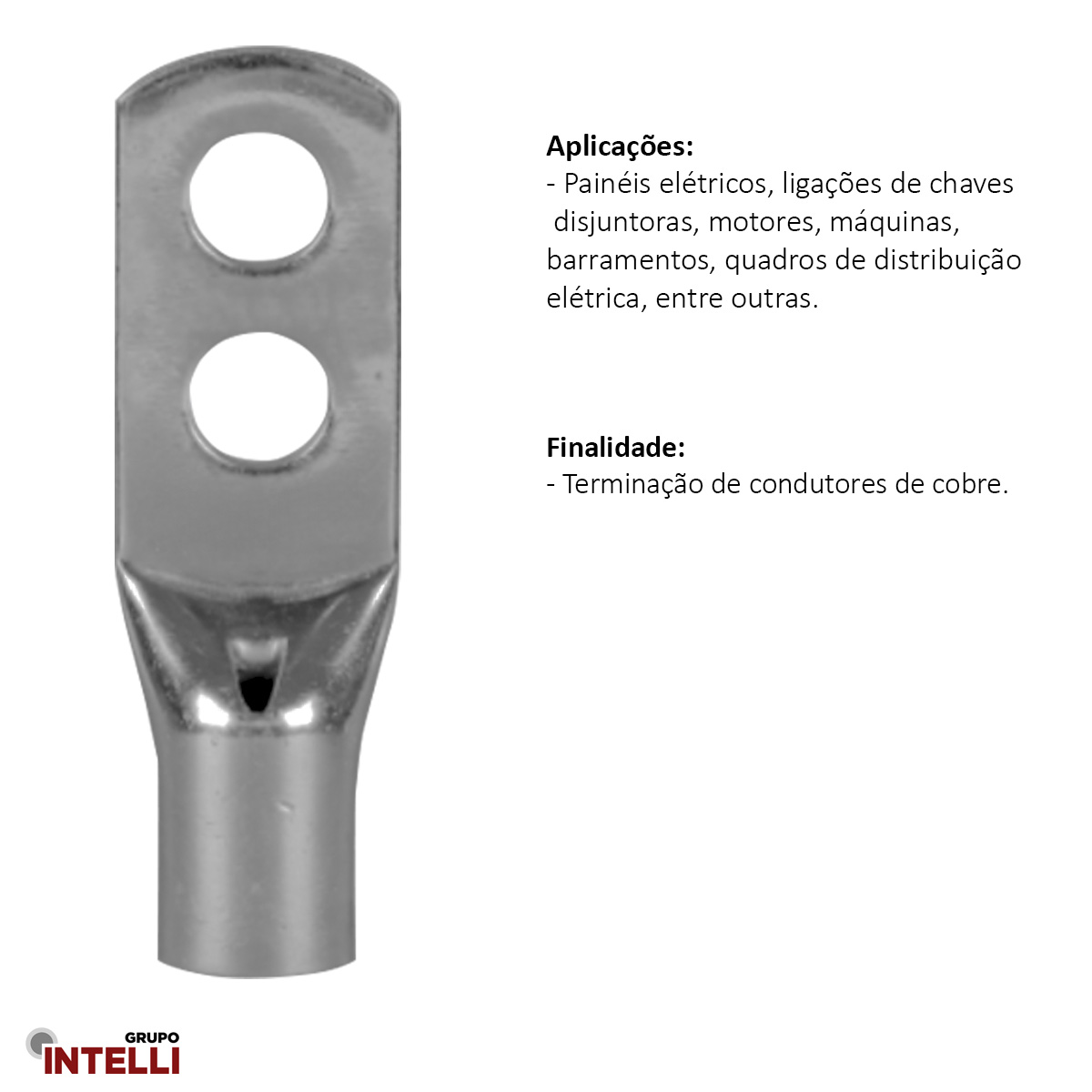 Terminal Compressão 25Mm 1 Compressão 2 Furos F=8,5Mm 5/16 M8 552 Intelli