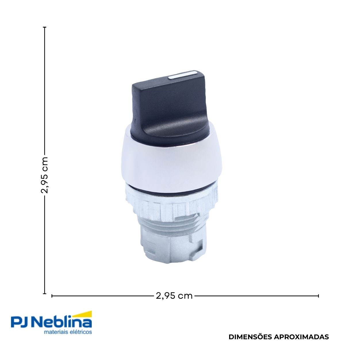 Frontal Comutador Knob Curto 3 Pos Ret 45G 22 mm Zamak Preto - Ace Schmersal