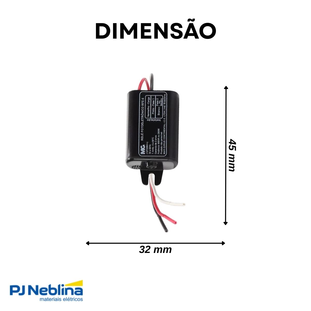 Relé Fotoelétrico Compacto 500W Nf 110-220V Rabicho Preto - Margirius